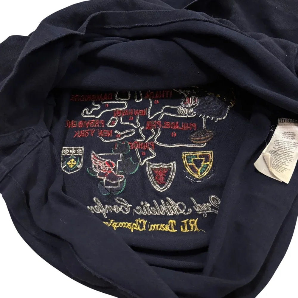 Polo Ralph Lauren Mens Navy Ivy League Bleecker Cup Embroidered Polo Medium